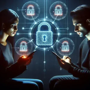 "Secure encrypted messaging apps on smartphone screens illustrating privacy features for confidential conversations"